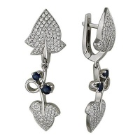 Золотые серьги, сережки золото, бриллиант, сапфир, 01C673272-1  фото, kupilegko.ru