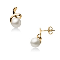 Золотые серьги, сережки золото, жемчуг, NP2114  фото, kupilegko.ru