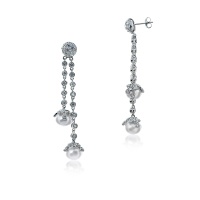 Серьги серебро, сережки серебро, жемчуг, циркон, NP1138  фото, kupilegko.ru