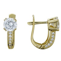 Золотые серьги, сережки золото, фианит, 01C135332  фото, kupilegko.ru