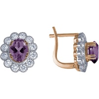 Золотые серьги, сережки золото, бриллиант, аметист, 90475RS  фото, kupilegko.ru