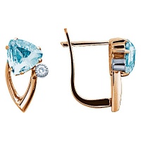 Золотые серьги, сережки золото, бриллиант, топаз, 61211RS  фото, kupilegko.ru