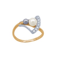 Золотое кольцо, золото, жемчуг, бриллиант, 90601RS  фото, kupilegko.ru