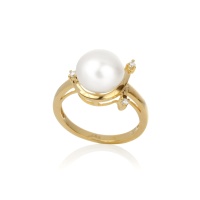 Серебряное кольцо, серебро, циркон, жемчуг, NP758  фото, kupilegko.ru