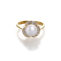 Серебряное кольцо, серебро, жемчуг, циркон, NP943  фото, kupilegko.ru