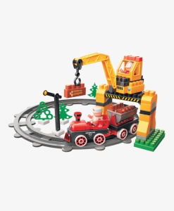 Bauer Детский развивающий конструктор Железная дорога. Перевозка леса с Блокменом 76179 GU  фото, kupilegko.ru