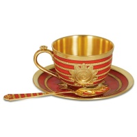 Чашка с блюдцем серебро с позолотой, 33317RS  фото, kupilegko.ru