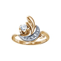 Золотое кольцо, золото, бриллиант, 17383RS  фото, kupilegko.ru