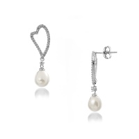 Серьги серебро, сережки серебро, жемчуг, циркон, NP1193  фото, kupilegko.ru