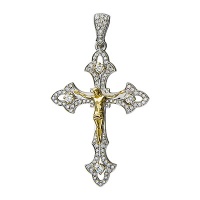 Золотой крестик, золото, бриллиант, 01R680921  фото, kupilegko.ru