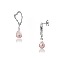 Серьги серебро, сережки серебро, жемчуг, циркон, NP1189  фото, kupilegko.ru