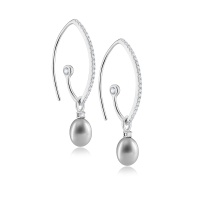 Серьги серебро, сережки серебро, жемчуг, циркон, NP5266  фото, kupilegko.ru