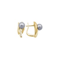 Золотые серьги, сережки золото, жемчуг, бриллиант, 18170RS  фото, kupilegko.ru