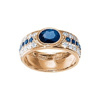 Золотое кольцо, золото, бриллиант, сапфир, 17089RS  фото, kupilegko.ru