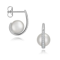 Серьги серебро, сережки серебро, жемчуг, циркон, NP4444  фото, kupilegko.ru