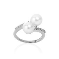 Золотое кольцо, белое золото, жемчуг, бриллиант, NP880  фото, kupilegko.ru