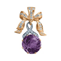Золотая подвеска, золото, бриллиант, аметист, 90387RS  фото, kupilegko.ru