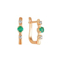 Золотые серьги, сережки золото, изумруд, бриллиант, 95216RS  фото, kupilegko.ru