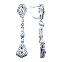 Золотые серьги, сережки белое золото, бриллиант, 71751RS  фото, kupilegko.ru