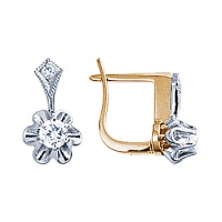 Золотые серьги, сережки золото, бриллиант, 10671RS  фото, kupilegko.ru