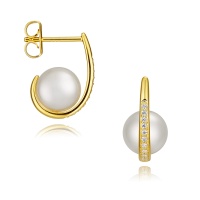 Серьги серебро, сережки серебро, жемчуг, циркон, NP4441  фото, kupilegko.ru