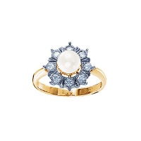 Золотое кольцо, золото, жемчуг, бриллиант, 17631RS  фото, kupilegko.ru