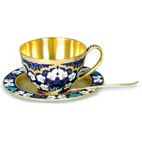 Чашка с блюдцем серебро с позолотой, 33005RS  фото, kupilegko.ru