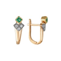 Золотые серьги, сережки золото, изумруд, бриллиант, 17391RS  фото, kupilegko.ru