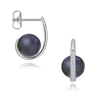 Серьги серебро, сережки серебро, жемчуг, циркон, NP4442  фото, kupilegko.ru