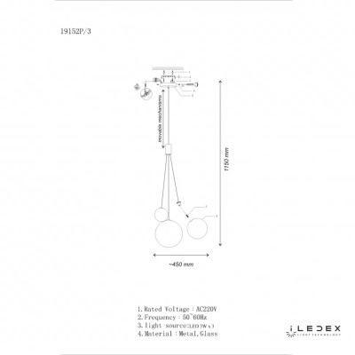 Подвесная светодиодная люстра iLedex 19152P/3-6W-3000K CP  фото, kupilegko.ru