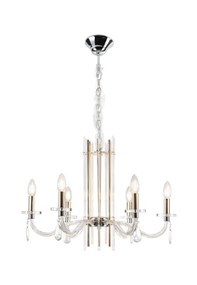 Подвесная люстра Crystal Lux AURELIO SP6 GOLD+CHROME/TRANSPARENT  фото, kupilegko.ru