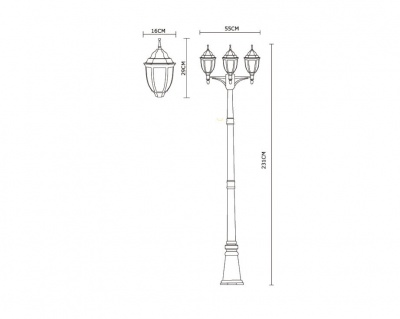 Столб фонарный уличный Arte Lamp Pegasus A3151PA-3WG  фото, kupilegko.ru