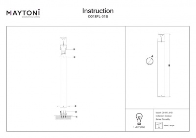 Уличный наземный светильник Maytoni Piccadilly O018FL-01B  фото, kupilegko.ru