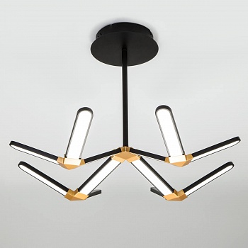 Потолочный светодиодный светильник Eurosvet 90147/4 черный/золото  фото, kupilegko.ru