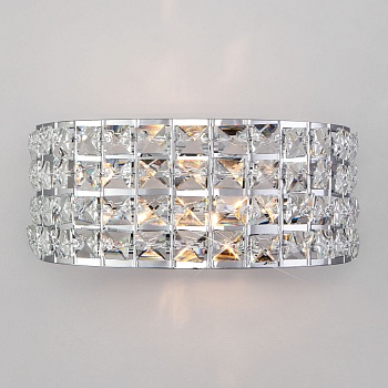 Настенный светильник Eurosvet Kira 10115/2 хром/прозрачный хрусталь Strotskis  фото, kupilegko.ru