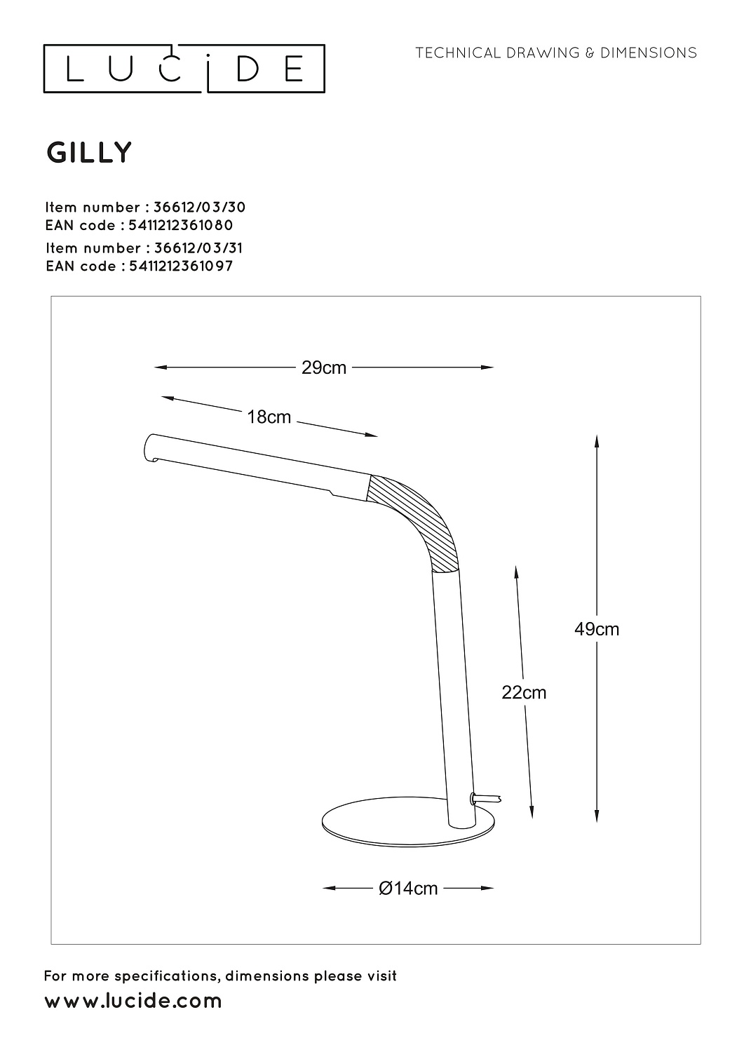 Настольная лампа Lucide Gilly 36612/03/31  фото, kupilegko.ru