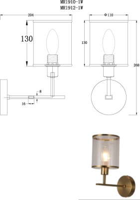 Бра, светильник настенный накладной MyFar MR1912-1W  фото, kupilegko.ru